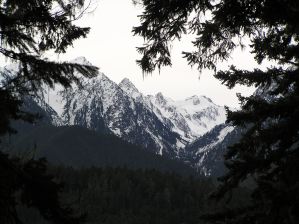 Snow on Mountains Seen From Elwha