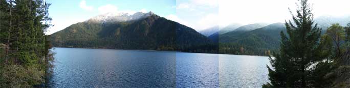 Lake Crescent Panorama Showing Snowline