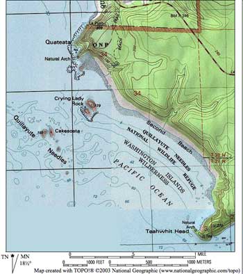 Topographic Map of Second Beach