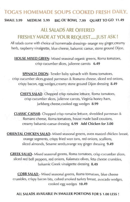 page 2 of the menu